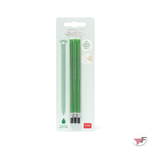 3 PCS  ERASABLE PEN REFILLS green – Refill per penna gel cancellabili  verde